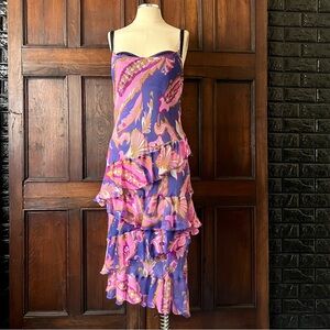 Y2K Dolce & Gabbana Bright Chiffon Asymmetrical Ruffle dress Size 44 Medium